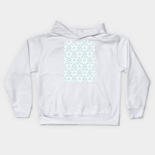 Feuille Damask Duck Egg Blue on White Pattern Kids Hoodie